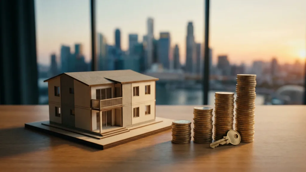 Maquette d'immeuble et cash flow, constitution d'un patrimoine locatif